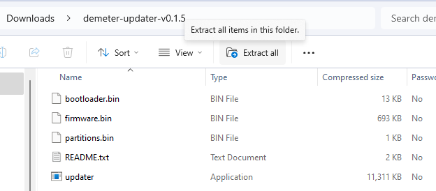 Unzipping the folder